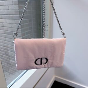 DIOR Beauty Pink Makeup Puffer Pouch Chain Bag